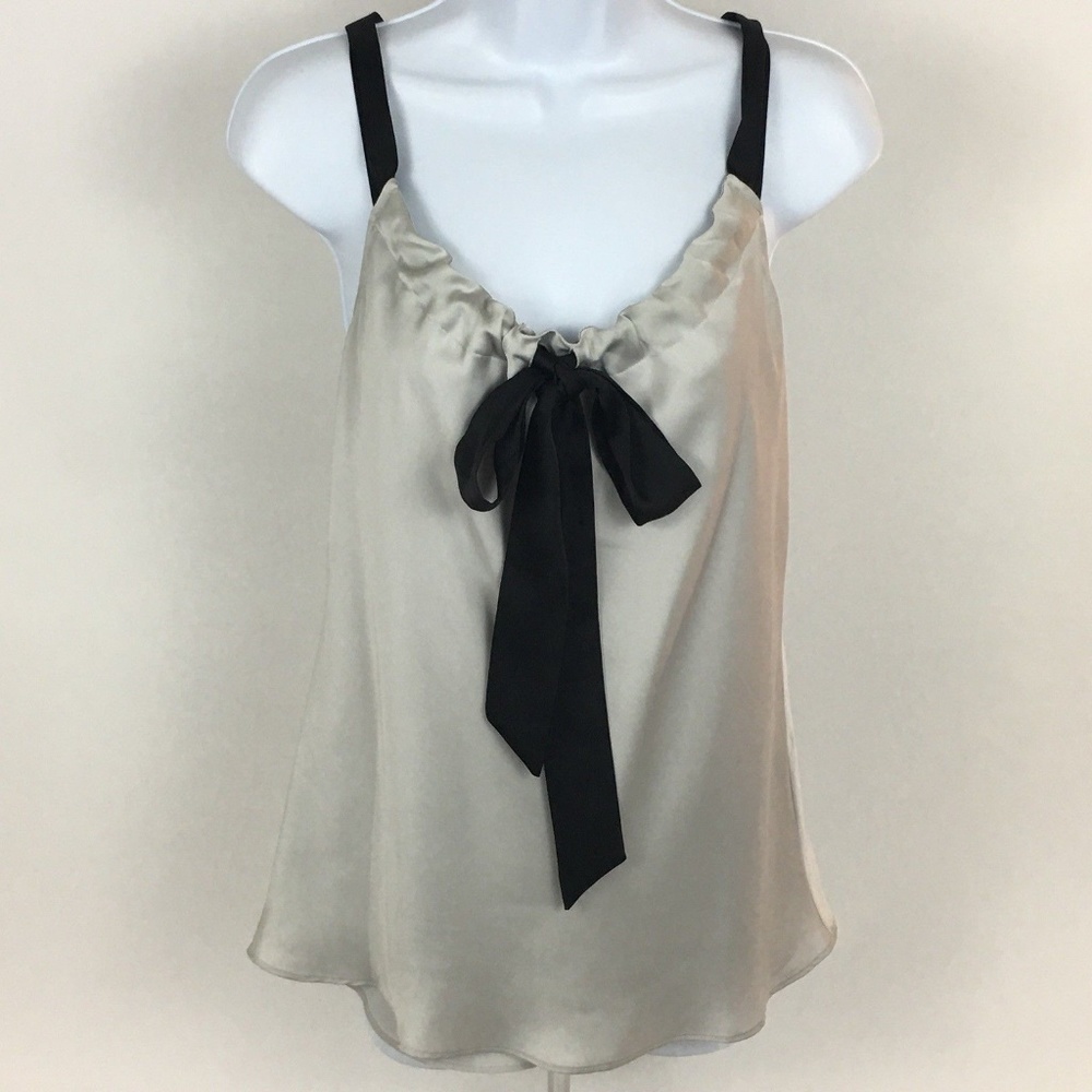 Ann Taylor Loft Silver Top Black Bow Tie